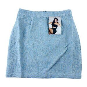 Naked Wardrobe Light Blue Lace Mini Skirt - NWT Medium